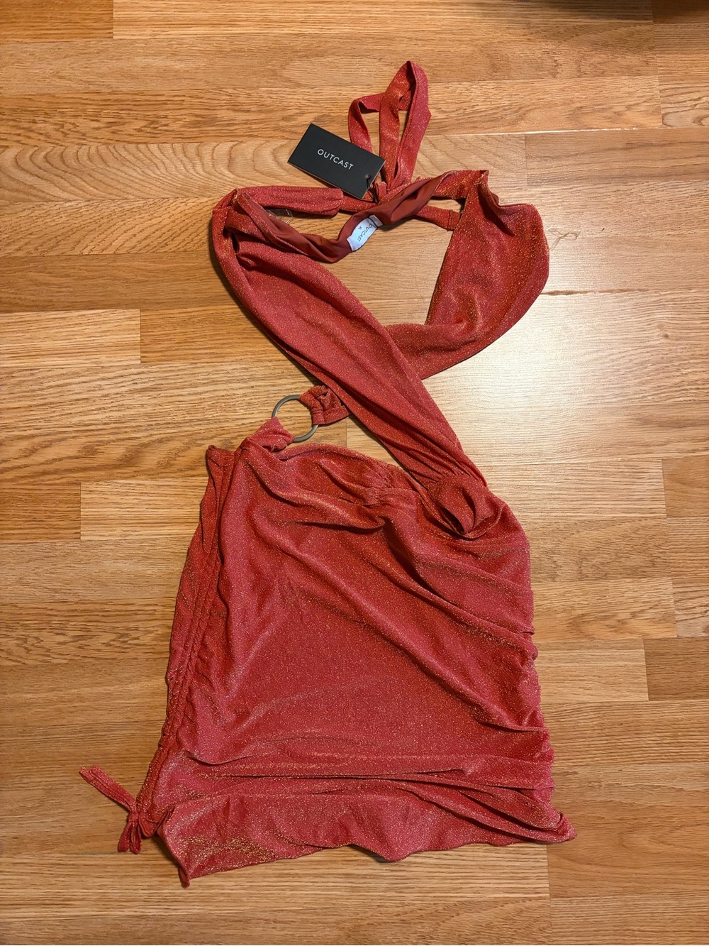 Outcast Red Orange Shimmer Criss Cross Dress